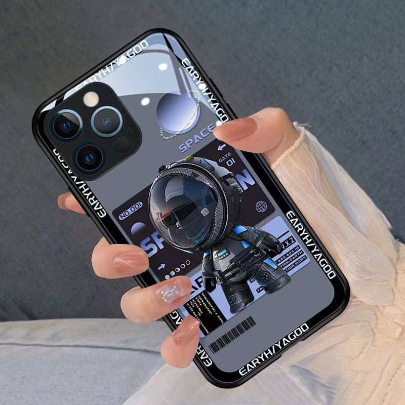 Space Astronaut (Black) Theme Phone Case, Glows in the Dark